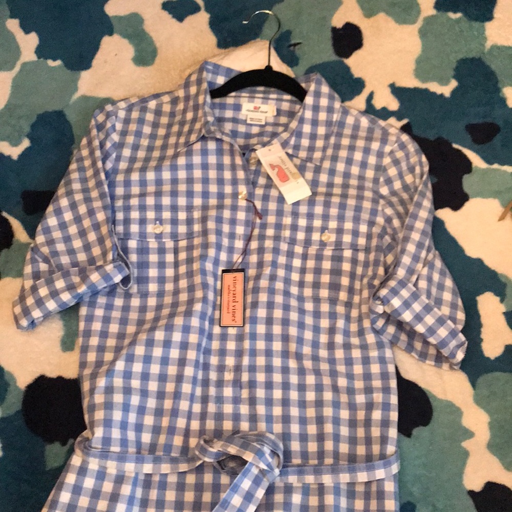 Blue plaid dress vineyard vines